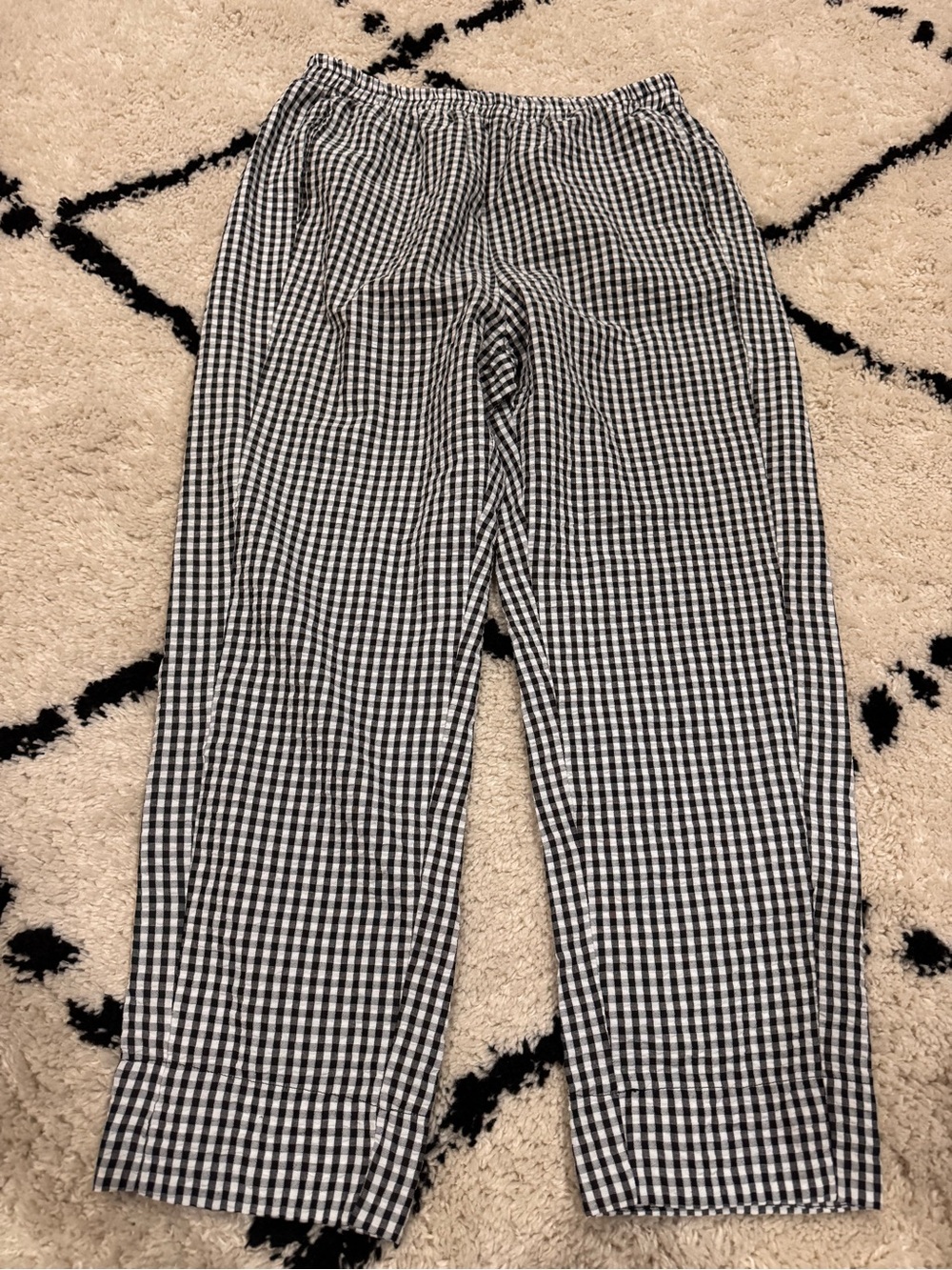 Women’s Black and White Gingham Beach Trousers
